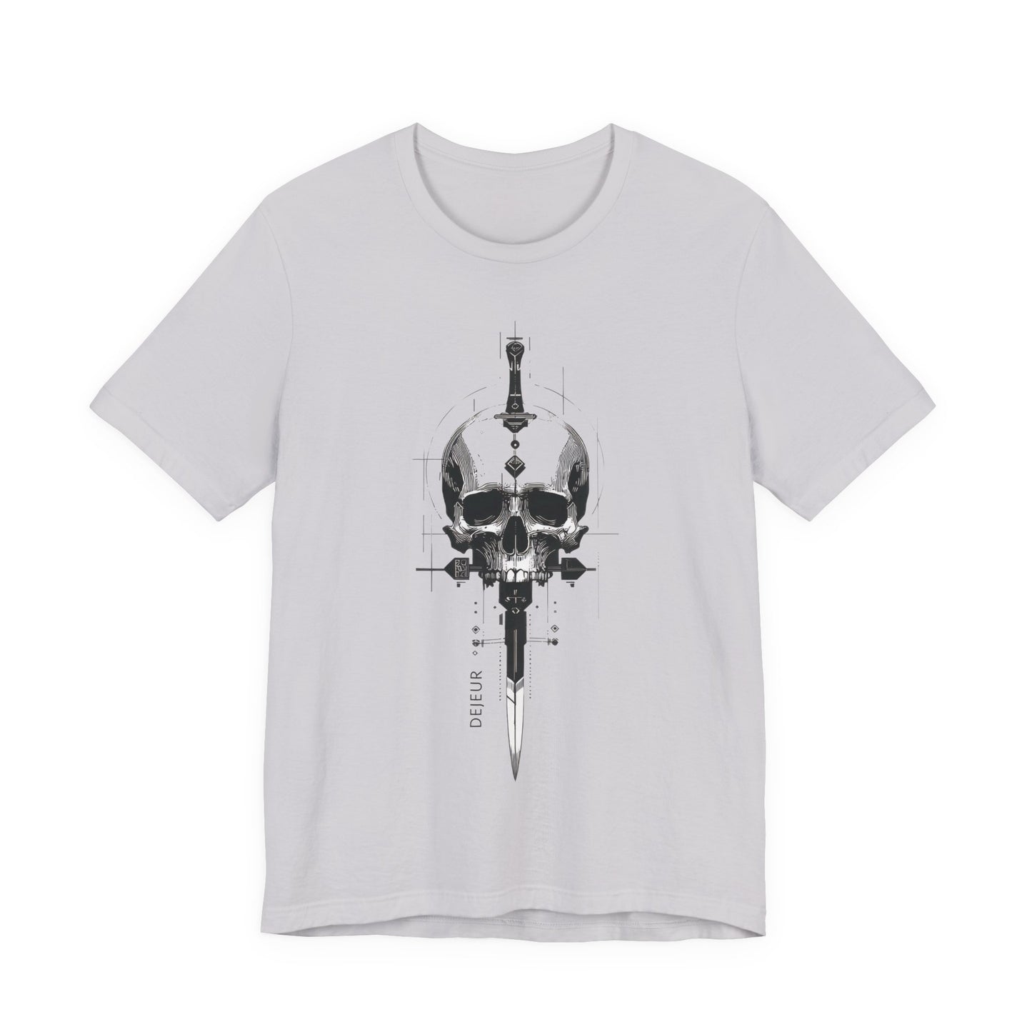 Mortal Skull Dagger Schematic Grayscale - T-Shirt