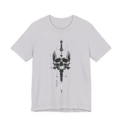 Mortal Skull Dagger Schematic Grayscale - T-Shirt