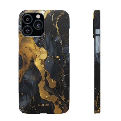 Metallic Gold Dark Marble - iPhone Snap Case