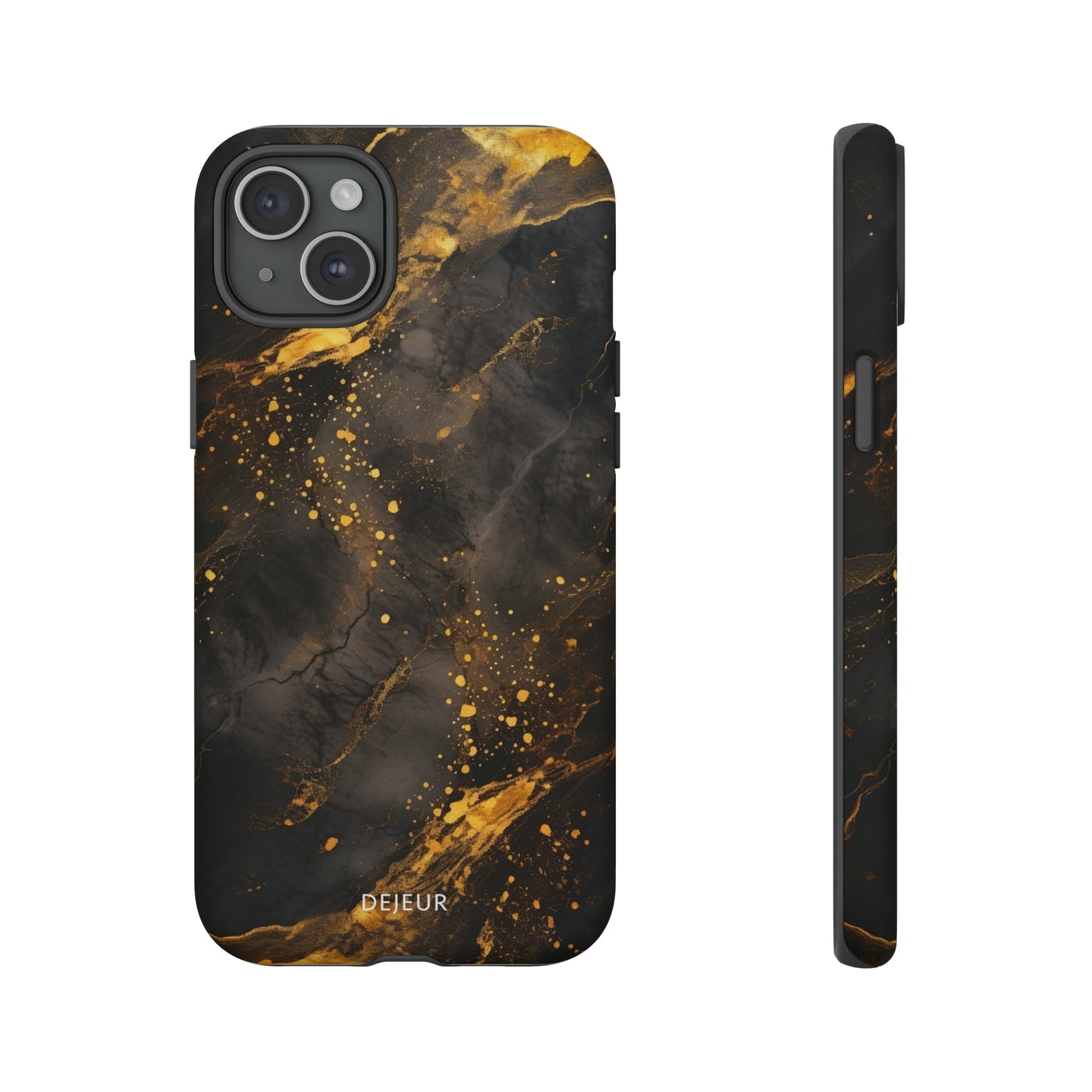 Black Gold Speckled Marble - iPhone Tough Case