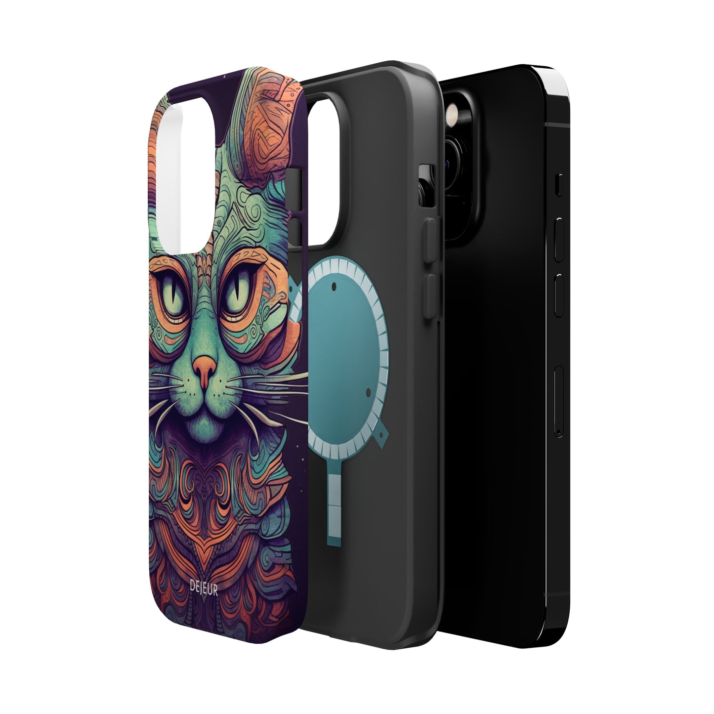 Intricate Aqua Cat - iPhone MagSafe Tough Case