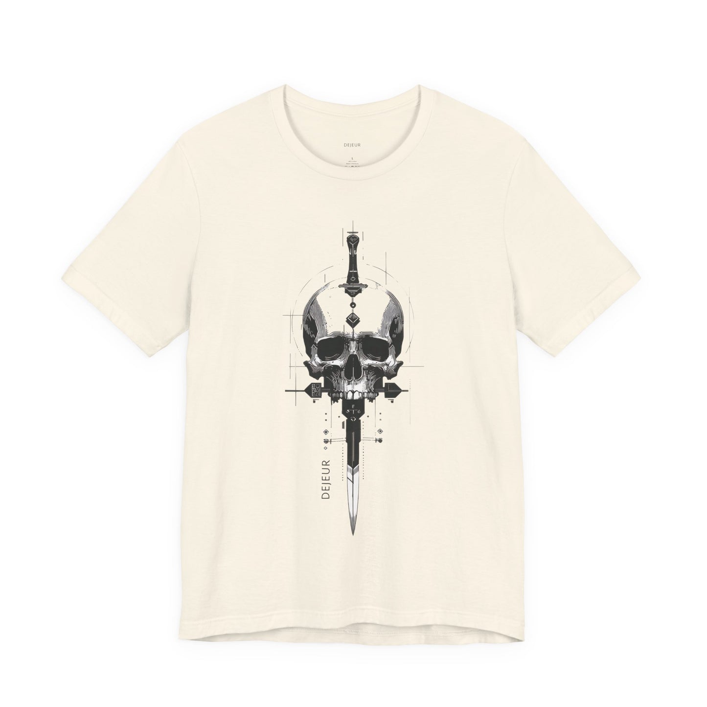 Mortal Skull Dagger Schematic Grayscale - T-Shirt