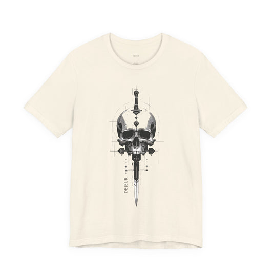 Mortal Skull Dagger Schematic Grayscale - T-Shirt
