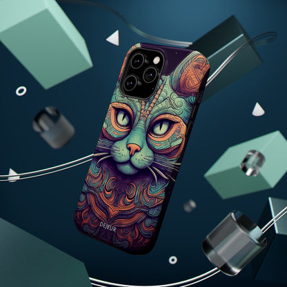 Intricate Aqua Cat - iPhone MagSafe Tough Case