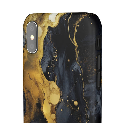 Metallic Gold Dark Marble - iPhone Snap Case