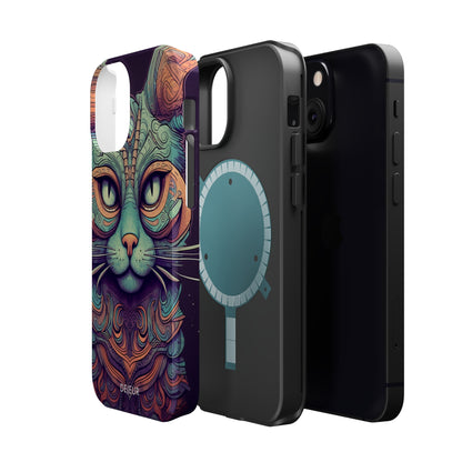 Intricate Aqua Cat - iPhone MagSafe Tough Case