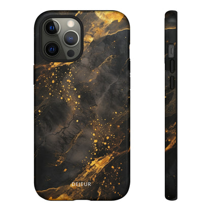 Black Gold Speckled Marble - iPhone Tough Case