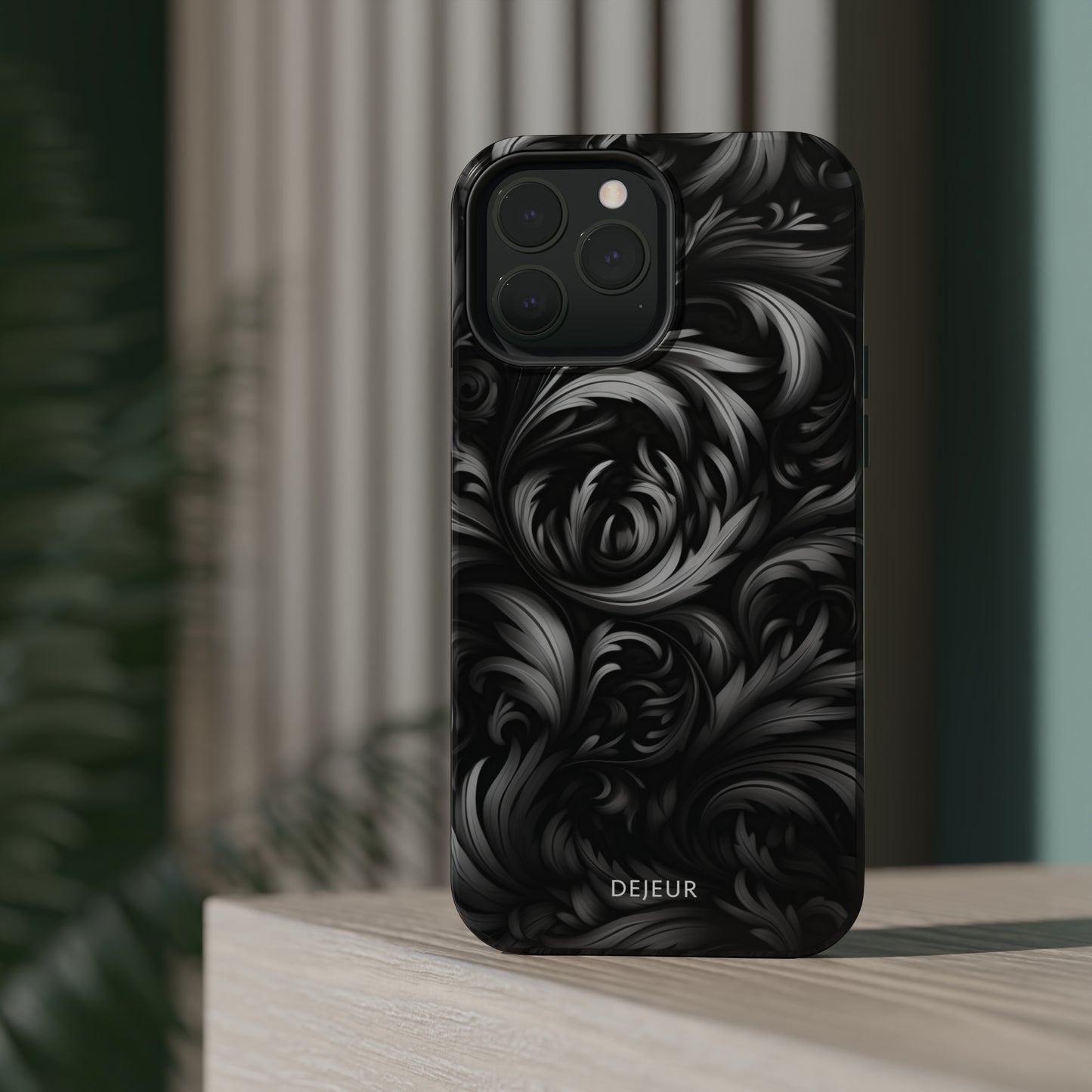 Dark Grey Floral - iPhone MagSafe Tough Case