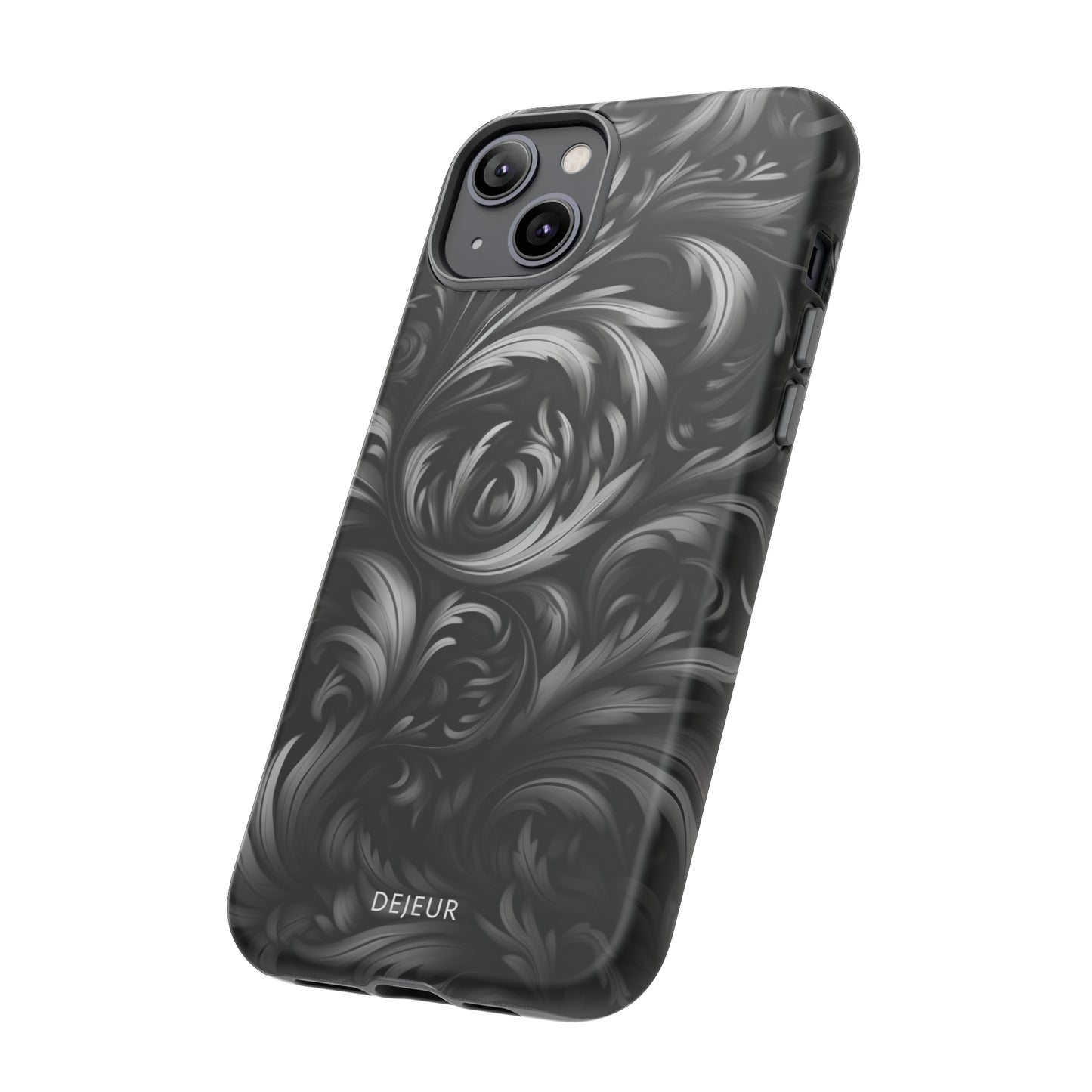 Dark Grey Floral - iPhone Tough Case