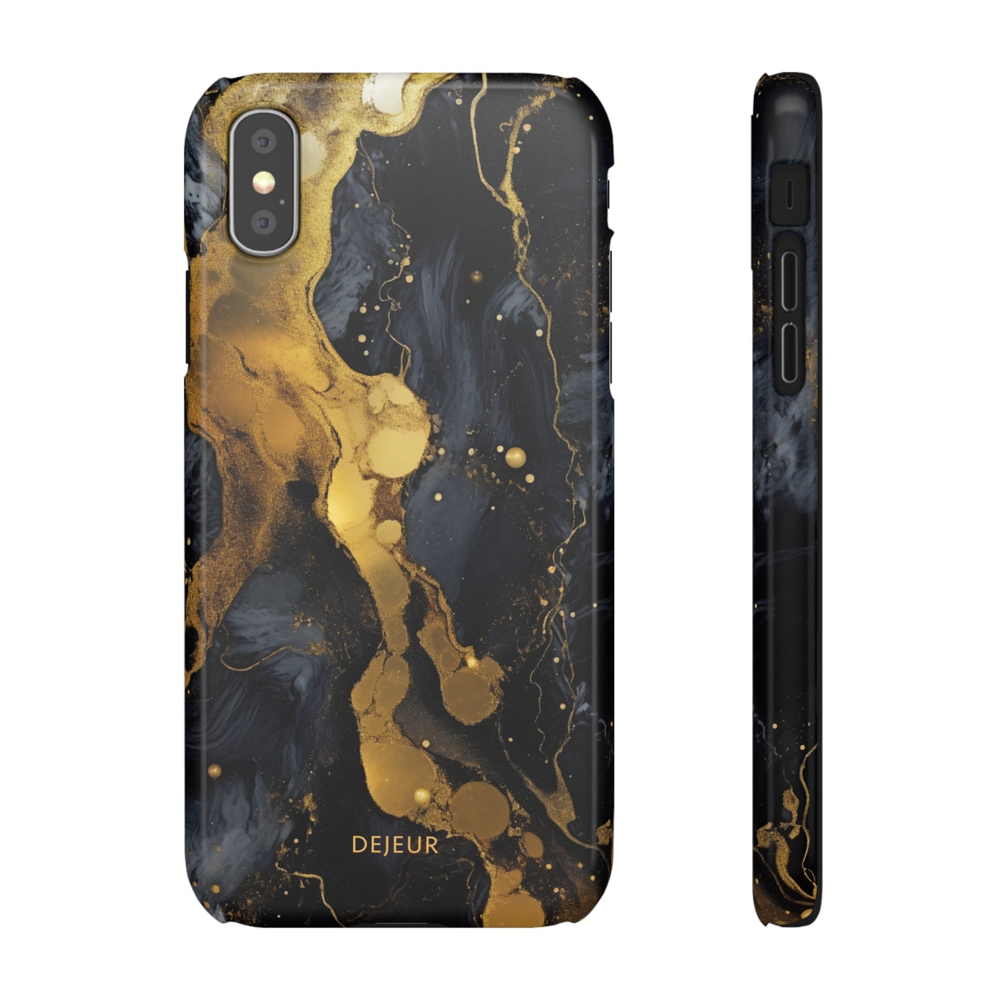 Metallic Gold Dark Marble - iPhone Snap Case