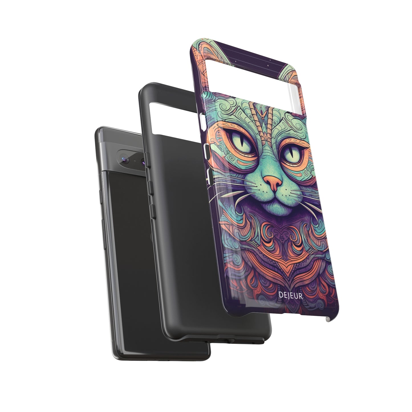 Intricate Aqua Cat - Google Pixel Tough Case