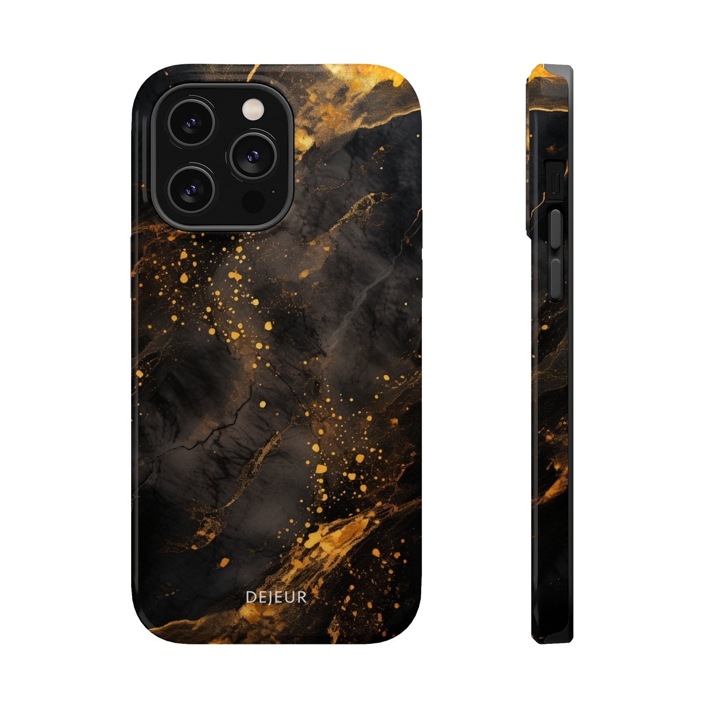 Black Gold Speckled Marble - iPhone MagSafe Tough Case