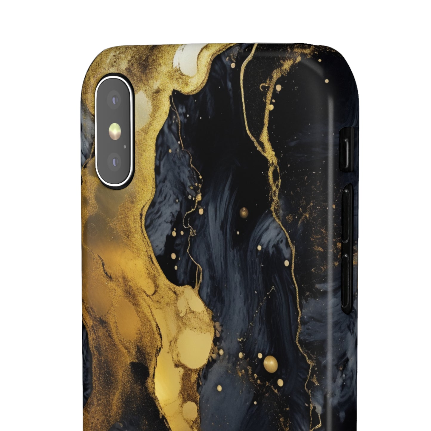 Metallic Gold Dark Marble - iPhone Snap Case