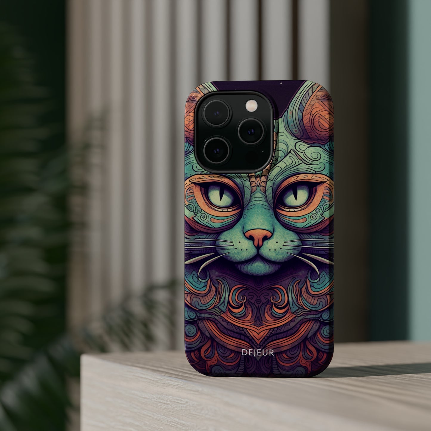 Intricate Aqua Cat - iPhone MagSafe Tough Case