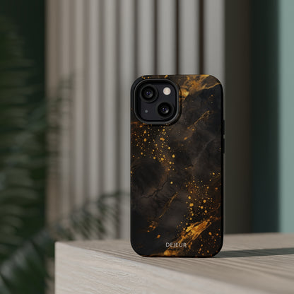 Black Gold Speckled Marble - iPhone MagSafe Tough Case