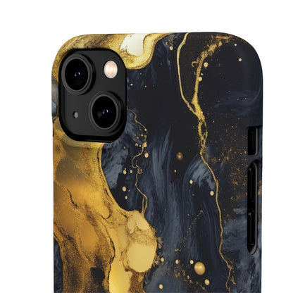 Metallic Gold Dark Marble - iPhone Snap Case