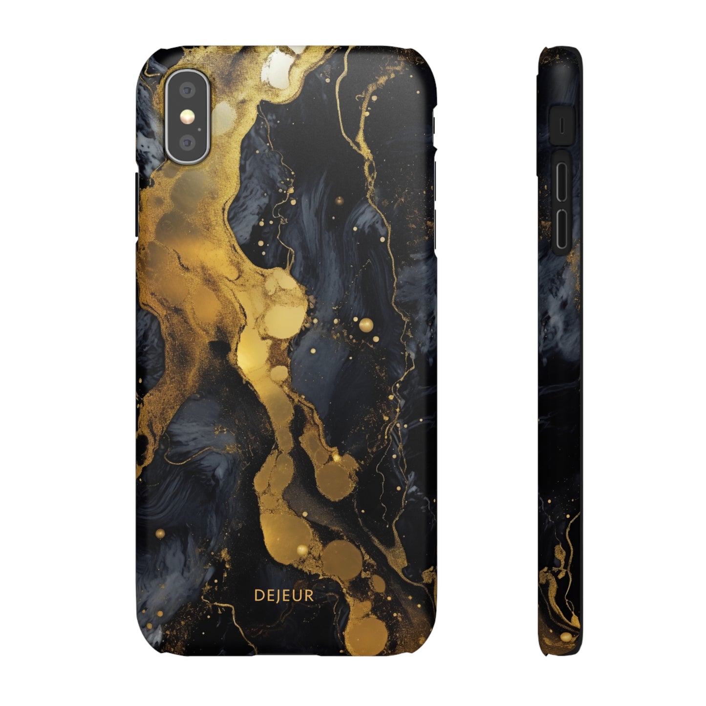 Metallic Gold Dark Marble - iPhone Snap Case