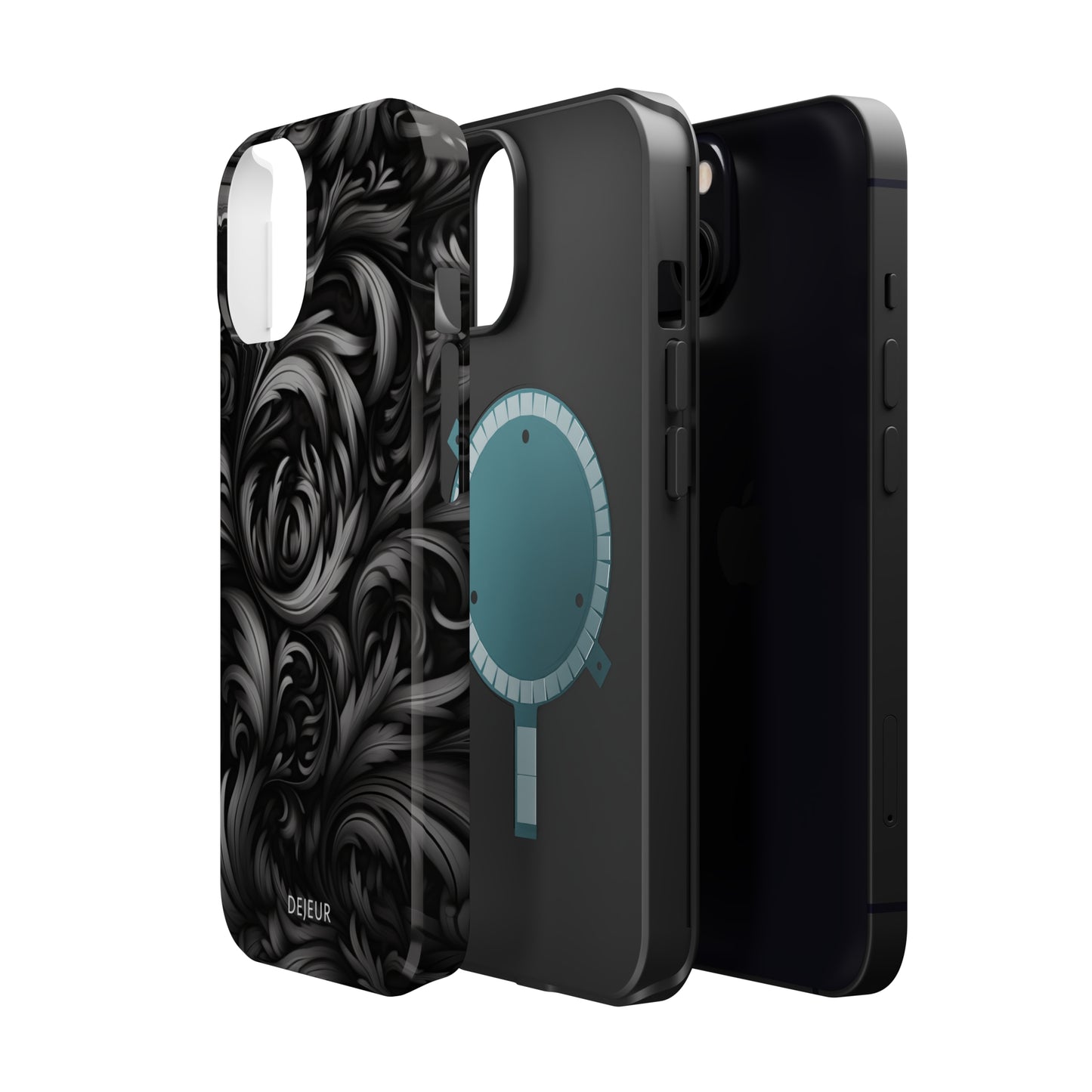 Dark Grey Floral - iPhone MagSafe Tough Case