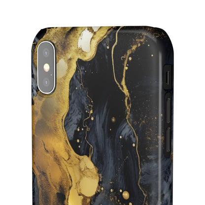 Metallic Gold Dark Marble - iPhone Snap Case