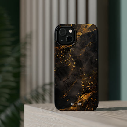 Black Gold Speckled Marble - iPhone MagSafe Tough Case