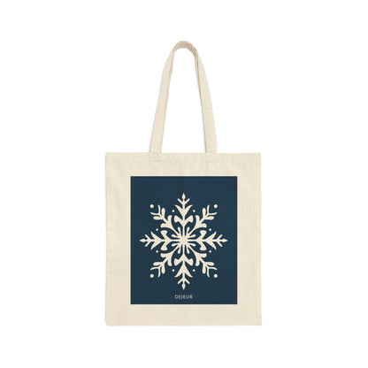 Cotton Canvas Tote Bag - Snowflake Elegance