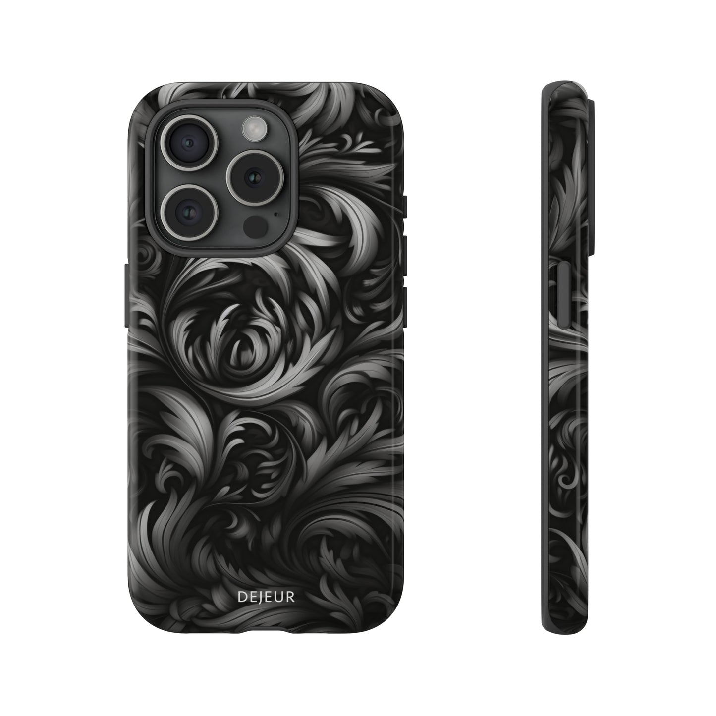 Dark Grey Floral - iPhone Tough Case