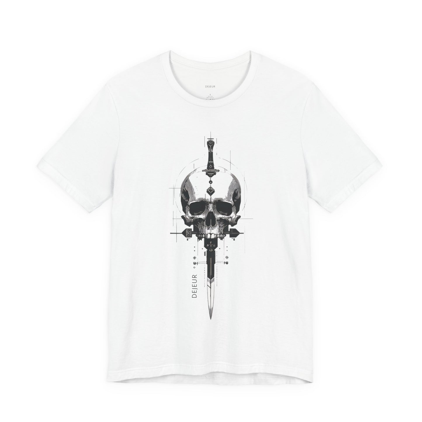 Mortal Skull Dagger Schematic Grayscale - T-Shirt