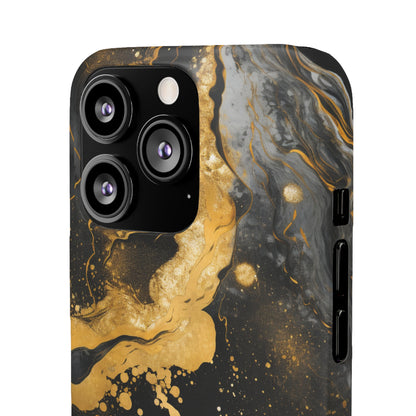 Gold & Black Marble - iPhone Snap Case