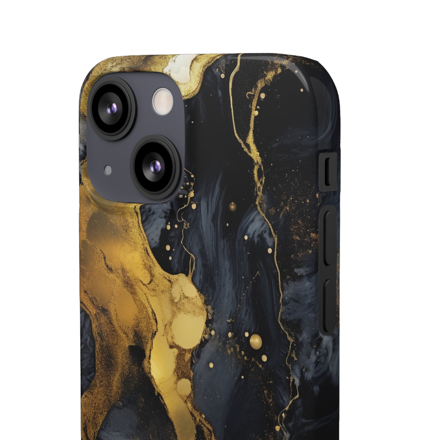 Metallic Gold Dark Marble - iPhone Snap Case