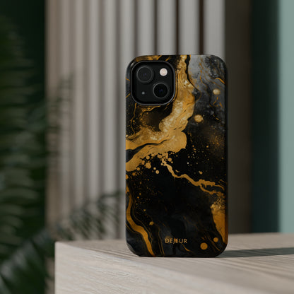 Gold & Black Marble - iPhone MagSafe Tough Case