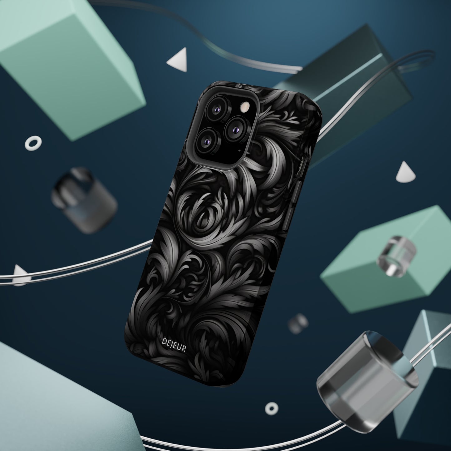 Dark Grey Floral - iPhone MagSafe Tough Case