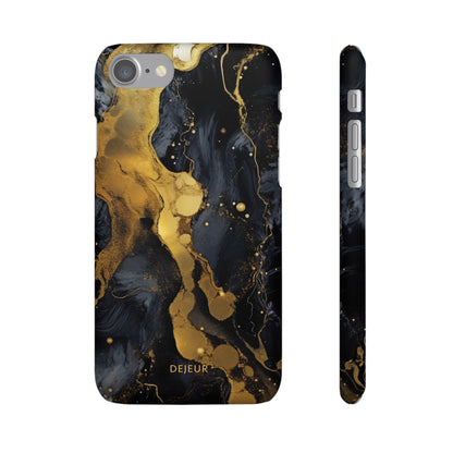 Metallic Gold Dark Marble - iPhone Snap Case