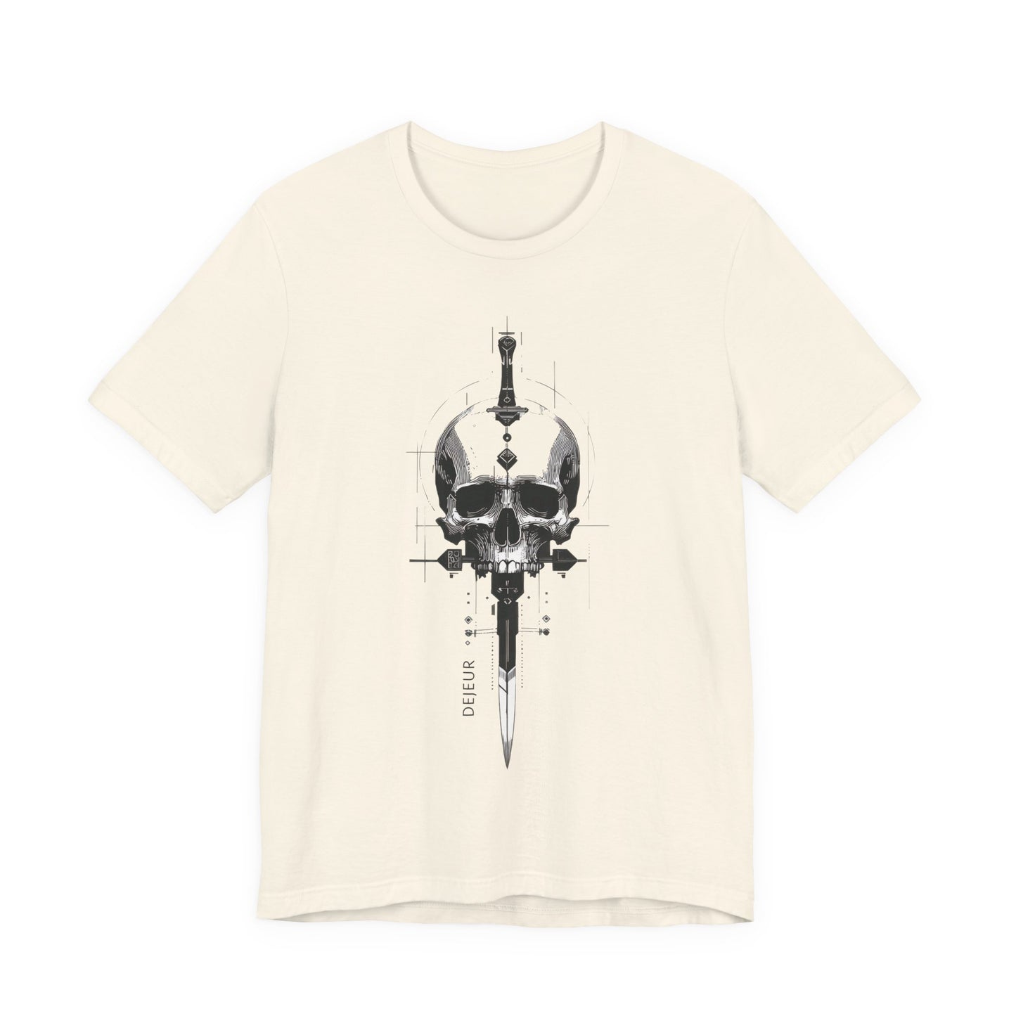 Mortal Skull Dagger Schematic Grayscale - T-Shirt