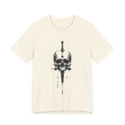 Mortal Skull Dagger Schematic Grayscale - T-Shirt