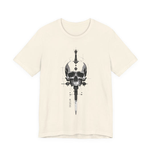 Mortal Skull Dagger Schematic Grayscale - T-Shirt