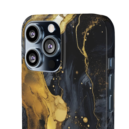 Metallic Gold Dark Marble - iPhone Snap Case