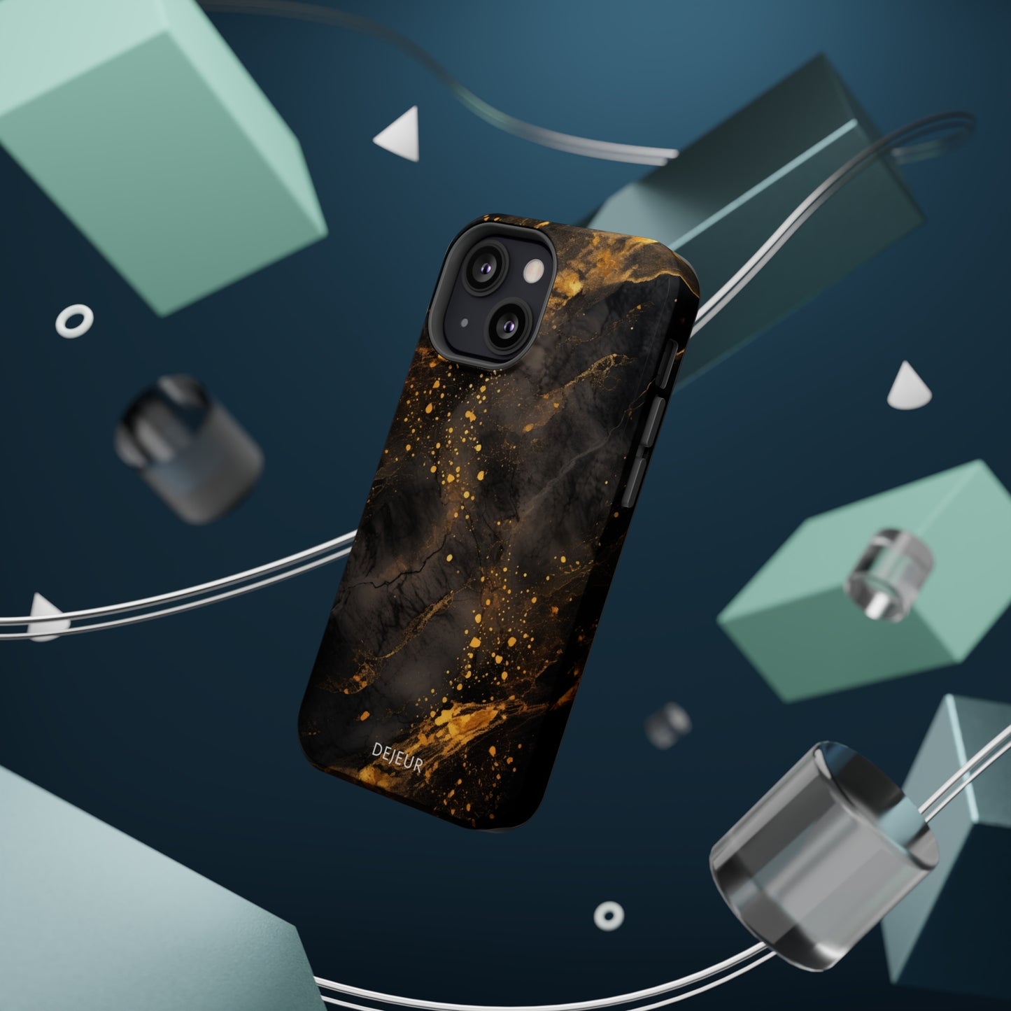 Black Gold Speckled Marble - iPhone MagSafe Tough Case