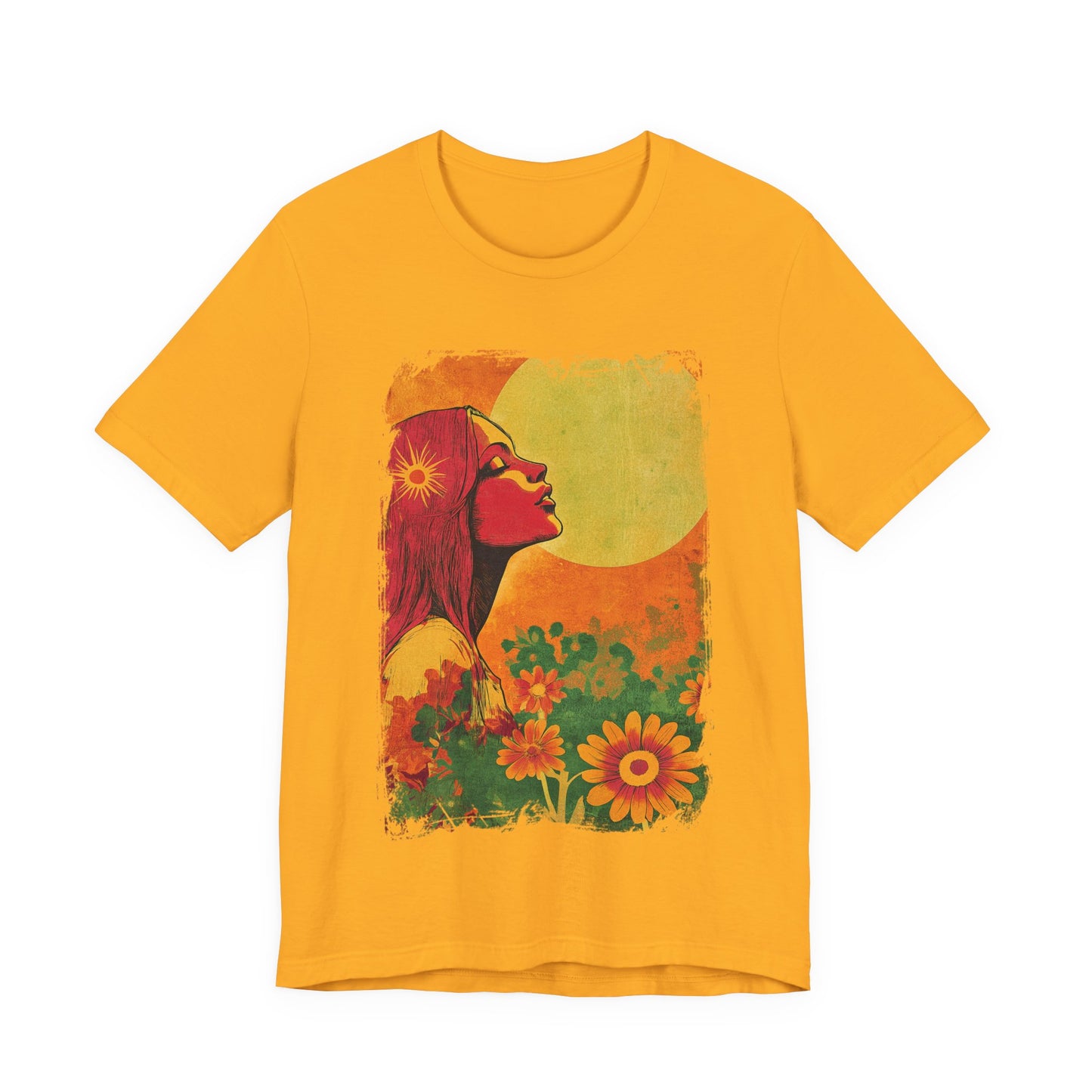 Vintage Retro Orange Daisies Golden Sunset - Women's T-Shirt