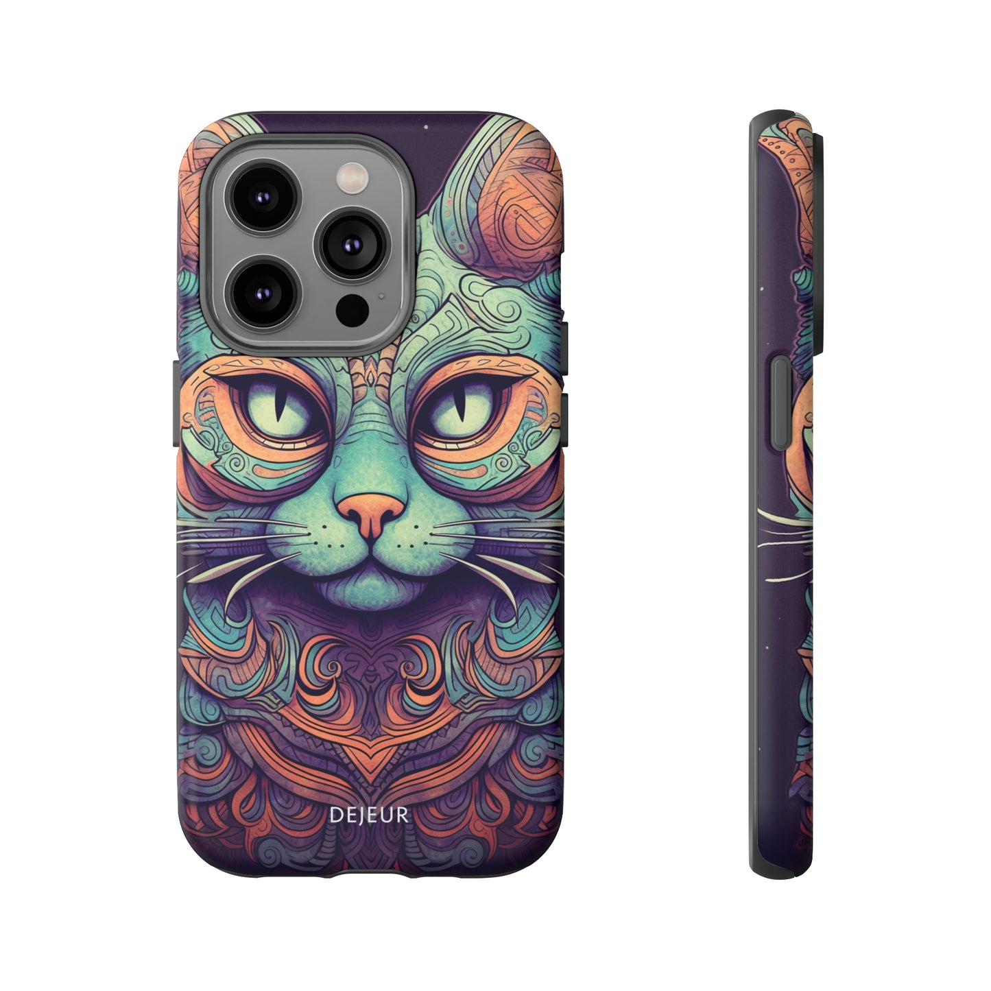 Intricate Aqua Cat - iPhone Tough Case