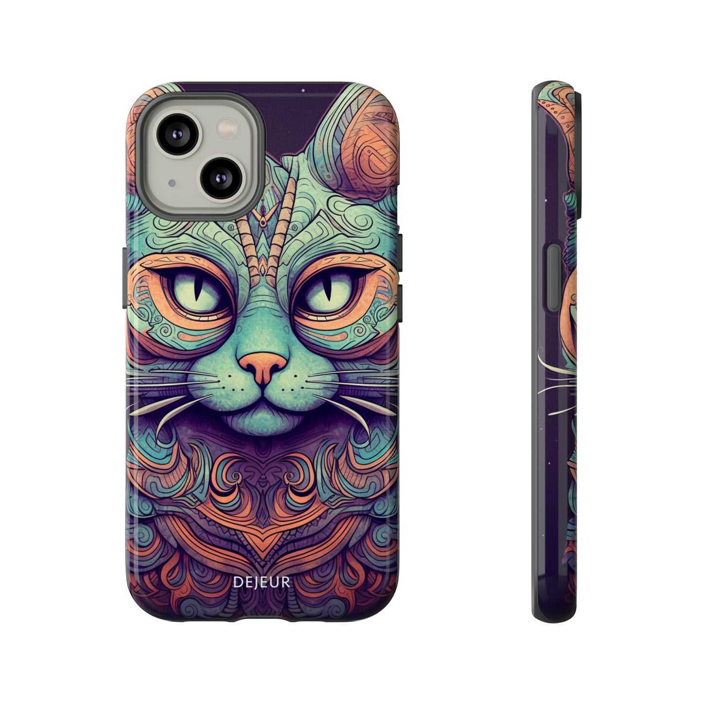 Intricate Aqua Cat - iPhone Tough Case