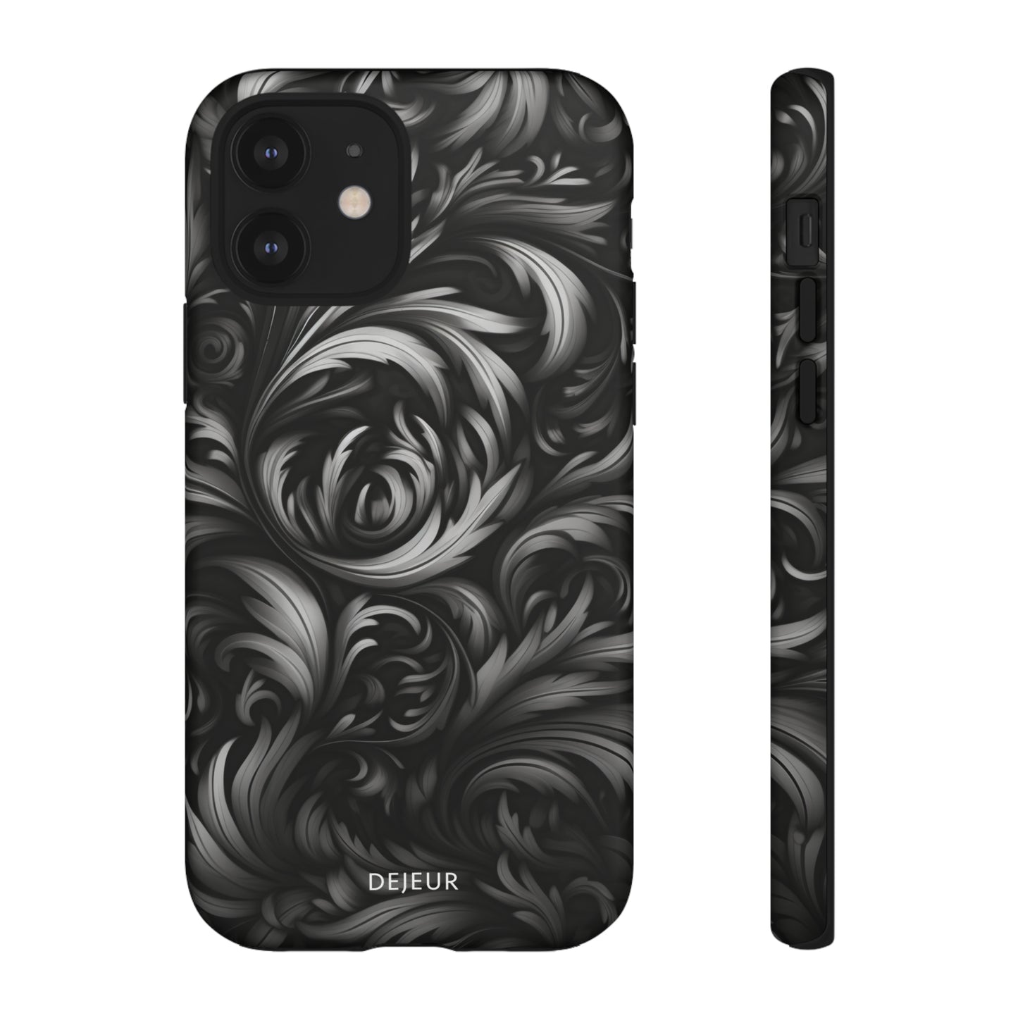 Dark Grey Floral - iPhone Tough Case