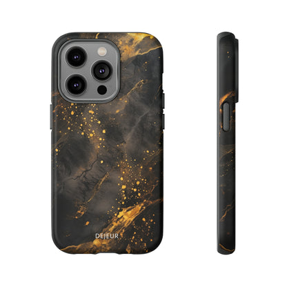 Black Gold Speckled Marble - iPhone Tough Case