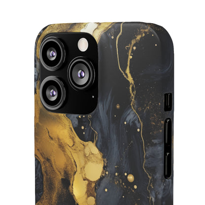 Metallic Gold Dark Marble - iPhone Snap Case