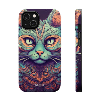 Intricate Aqua Cat - iPhone MagSafe Tough Case