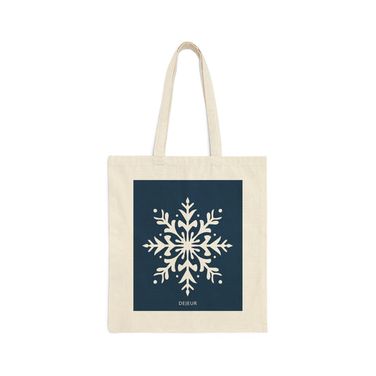 Cotton Canvas Tote Bag - Snowflake Elegance