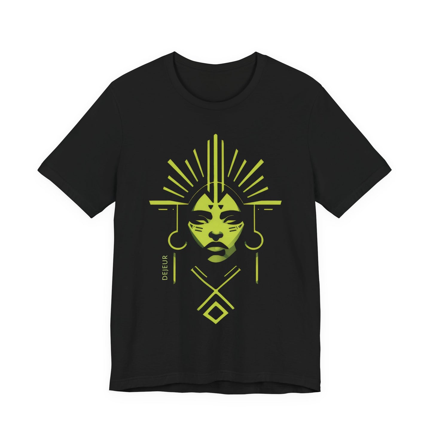 Neon Green Art Deco Minimalist Woman Portrait - T-Shirt
