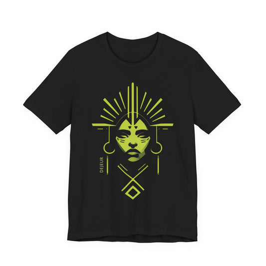 Neon Green Art Deco Minimalist Woman Portrait - T-Shirt