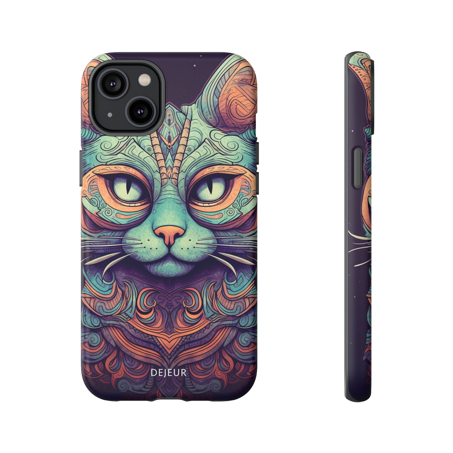 Intricate Aqua Cat - iPhone Tough Case