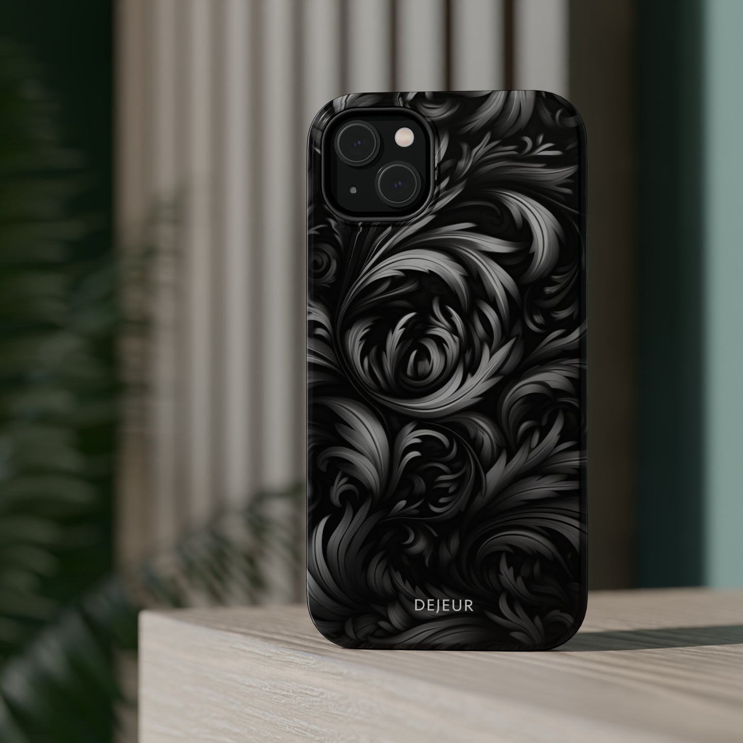 Dark Grey Floral - iPhone MagSafe Tough Case