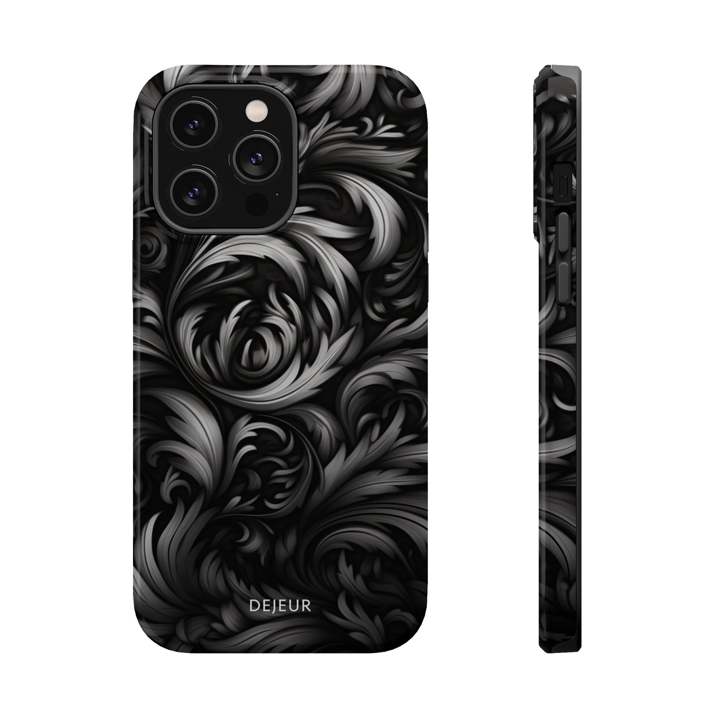 Dark Grey Floral - iPhone MagSafe Tough Case